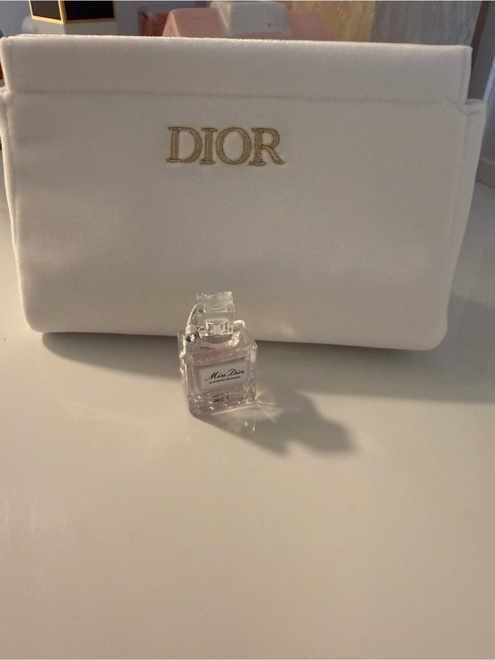 Dior Handbags - Dior White Cosmetic Pouch with Gold Embroidered Logo